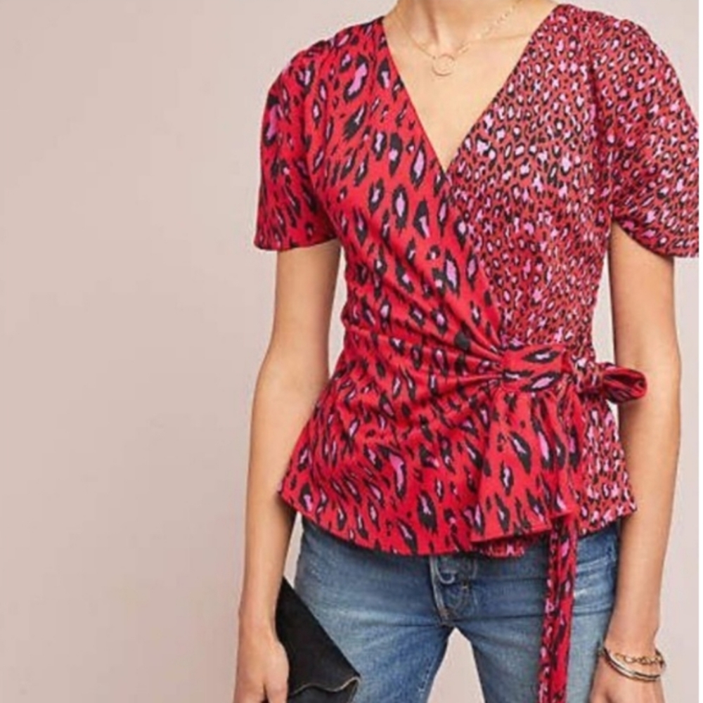 Anthropologie Eva Franco Marika Top pink tigress size Medium